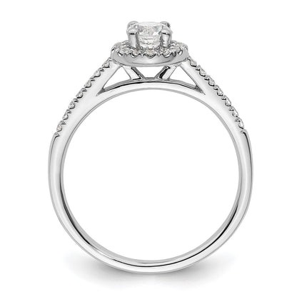 14K White Gold Round Simulated Diamond Halo Engagement Ring