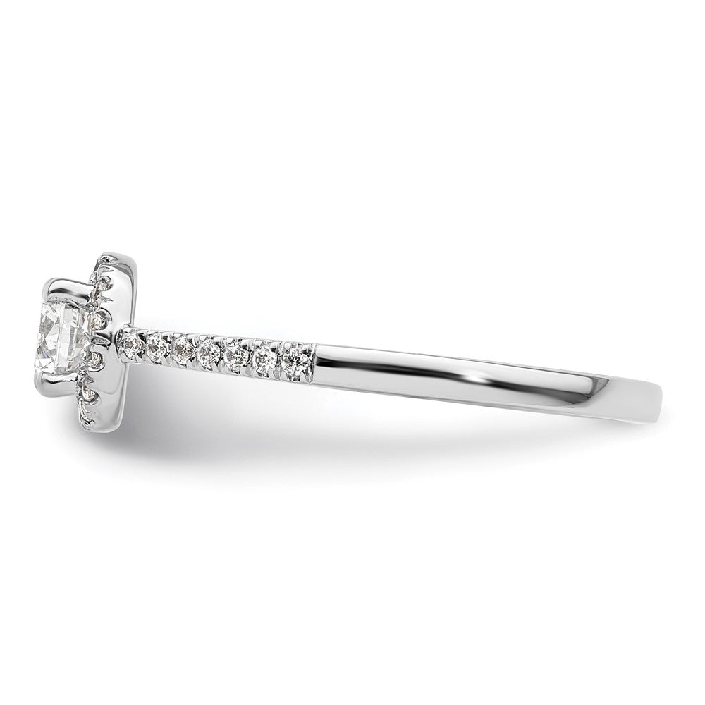 14K White Gold Round Simulated Diamond Halo Engagement Ring