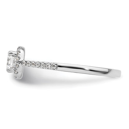 14K White Gold Round Simulated Diamond Halo Engagement Ring