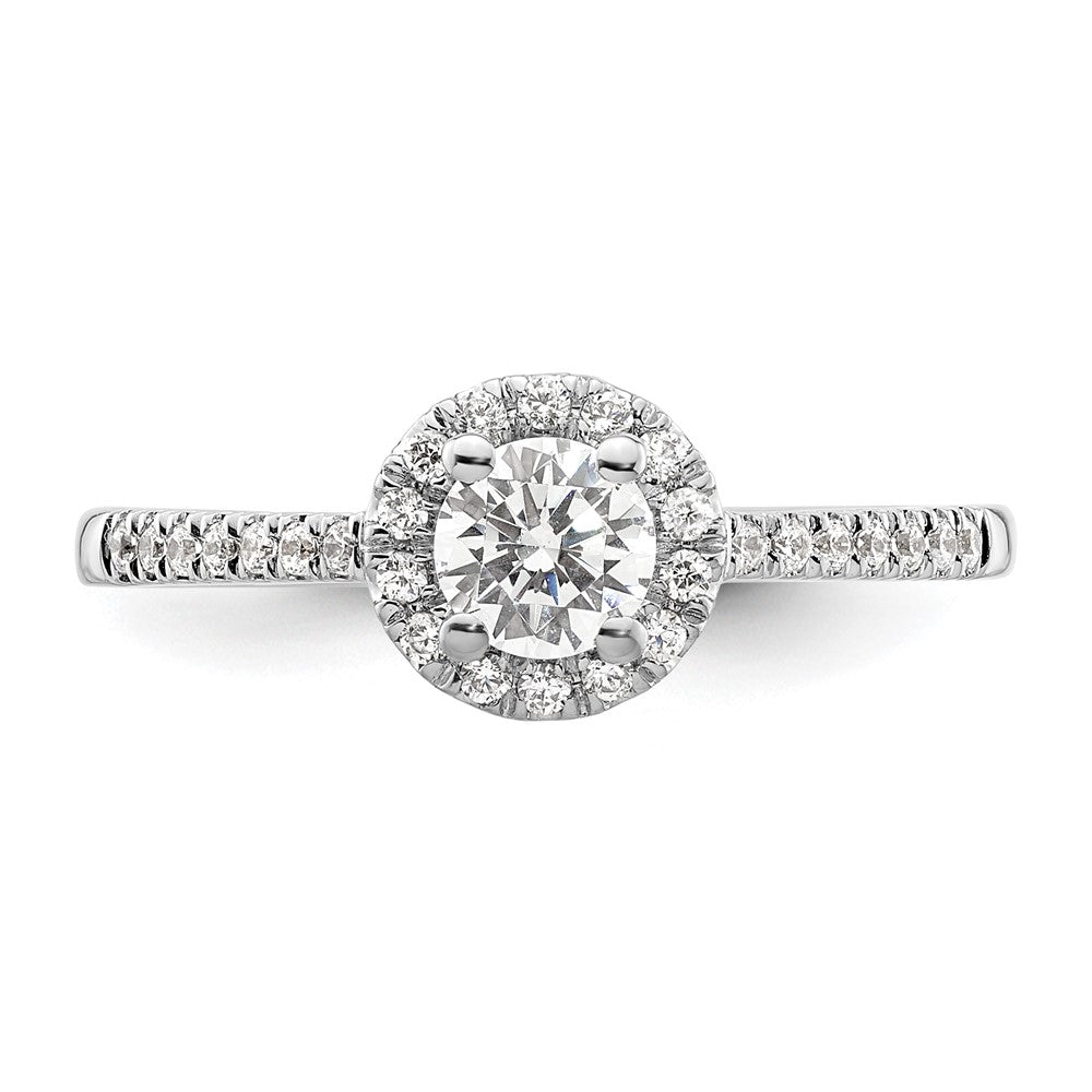 14K White Gold Round Simulated Diamond Halo Engagement Ring