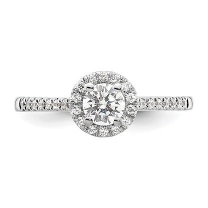14K White Gold Round Simulated Diamond Halo Engagement Ring