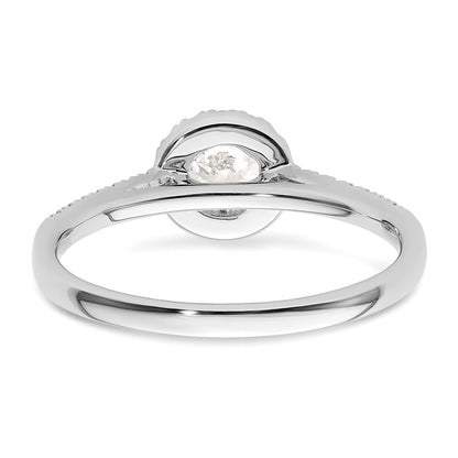 14K White Gold Round Simulated Diamond Halo Engagement Ring