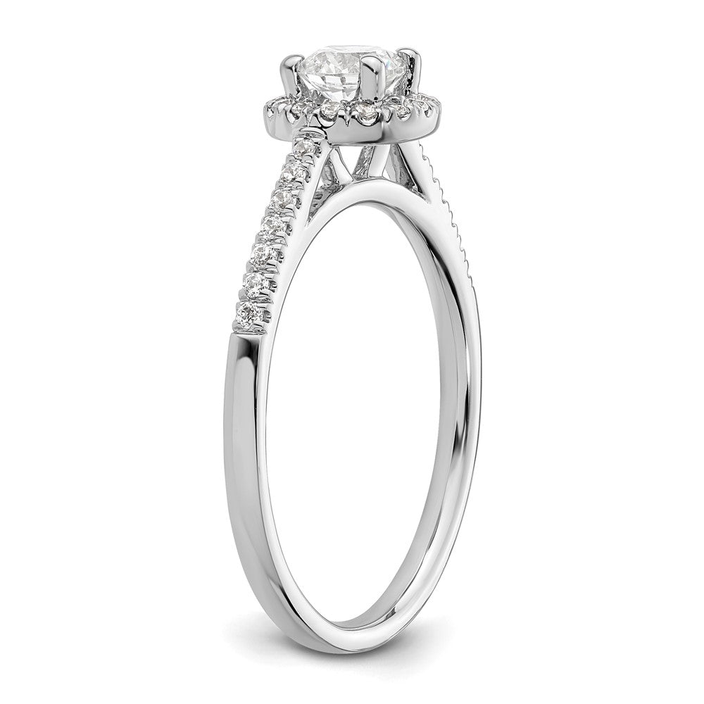14K White Gold Round Simulated Diamond Halo Engagement Ring