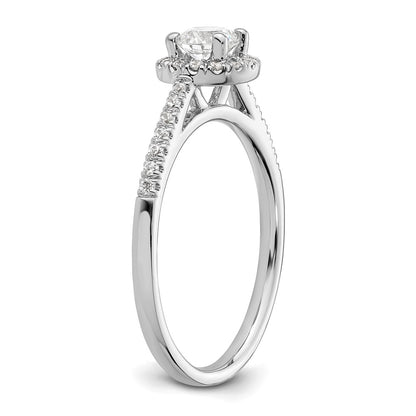 14K White Gold Round Simulated Diamond Halo Engagement Ring