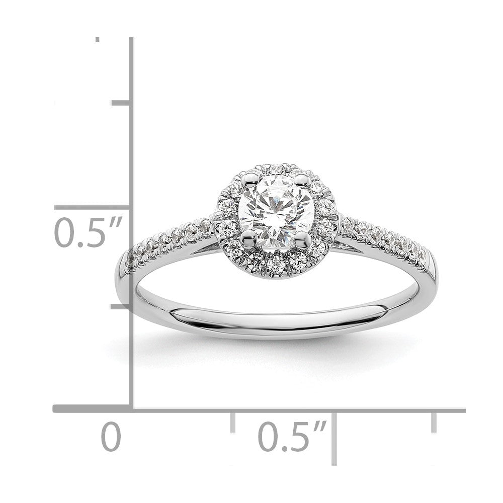 14K White Gold Round Simulated Diamond Halo Engagement Ring