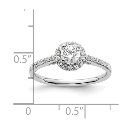 14K White Gold Round Simulated Diamond Halo Engagement Ring