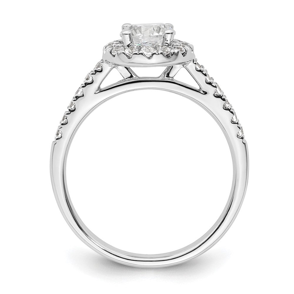 14K White Gold Round Simulated Diamond Halo Engagement Ring