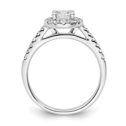 14K White Gold Round Simulated Diamond Halo Engagement Ring