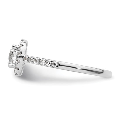 14K White Gold Round Simulated Diamond Halo Engagement Ring