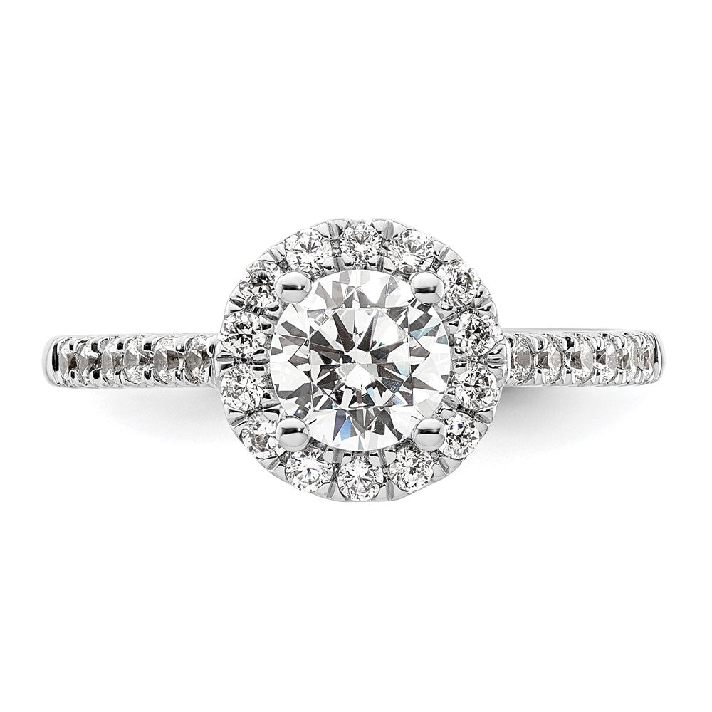 14K White Gold Round Simulated Diamond Halo Engagement Ring