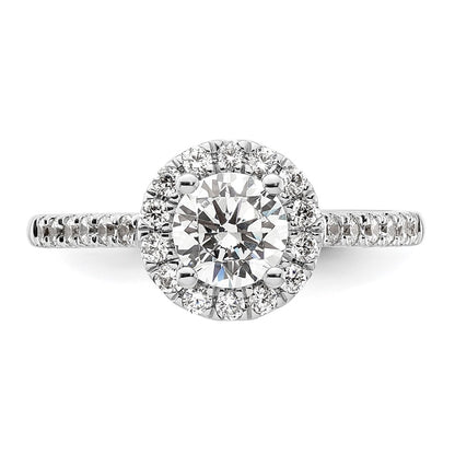 14K White Gold Round Simulated Diamond Halo Engagement Ring