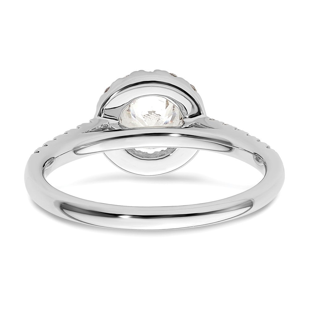 14K White Gold Round Simulated Diamond Halo Engagement Ring