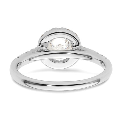 14K White Gold Round Simulated Diamond Halo Engagement Ring