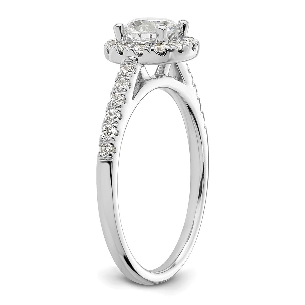 14K White Gold Round Simulated Diamond Halo Engagement Ring
