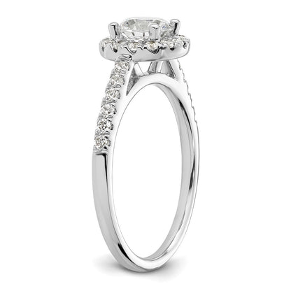 14K White Gold Round Simulated Diamond Halo Engagement Ring