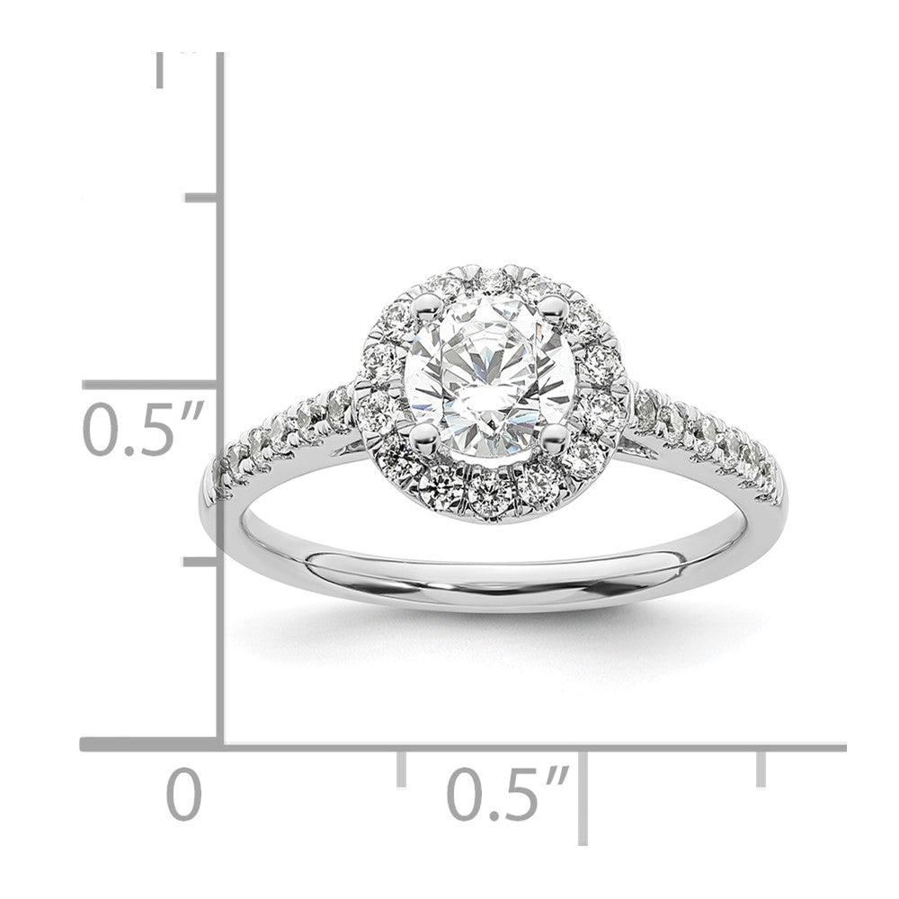 14K White Gold Round Simulated Diamond Halo Engagement Ring