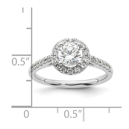 14K White Gold Round Simulated Diamond Halo Engagement Ring