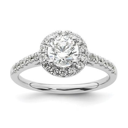14K White Gold Round Simulated Diamond Halo Engagement Ring