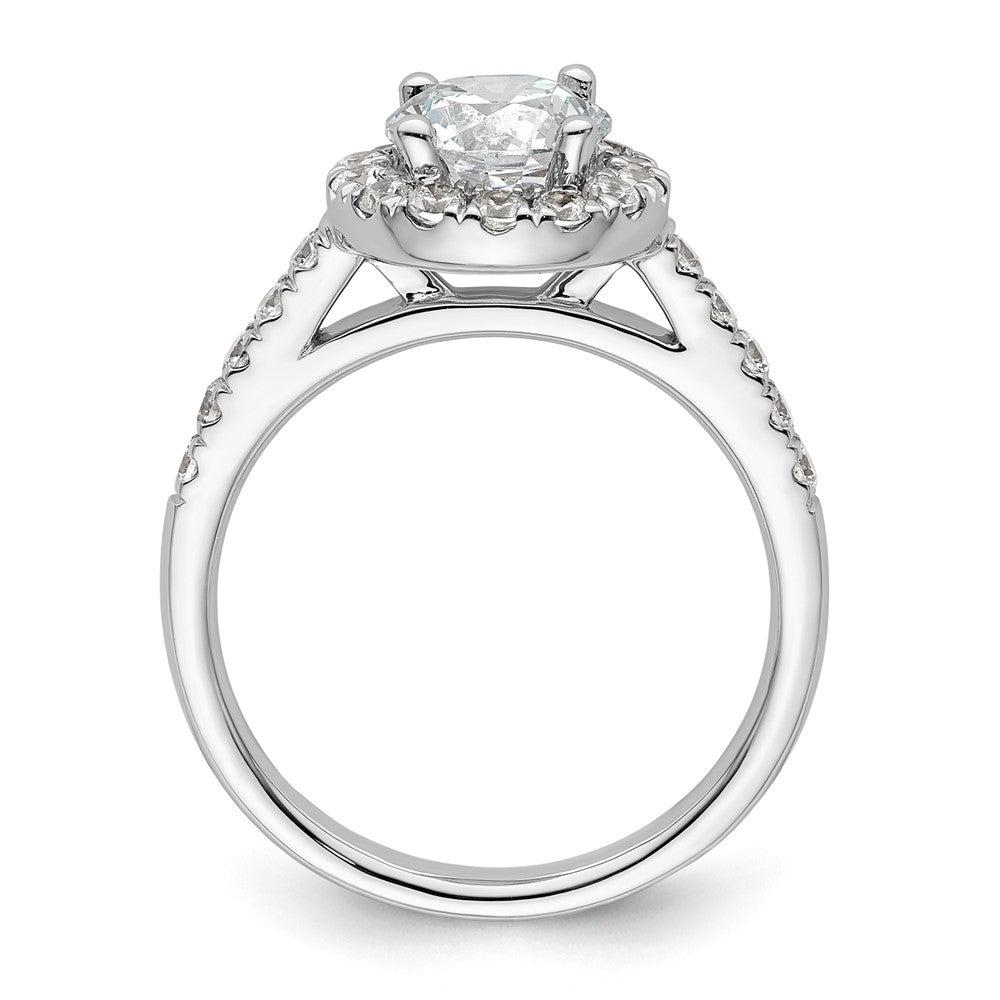 14K White Gold Round Simulated Diamond Halo Engagement Ring