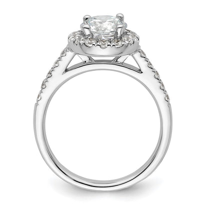 14K White Gold Round Simulated Diamond Halo Engagement Ring