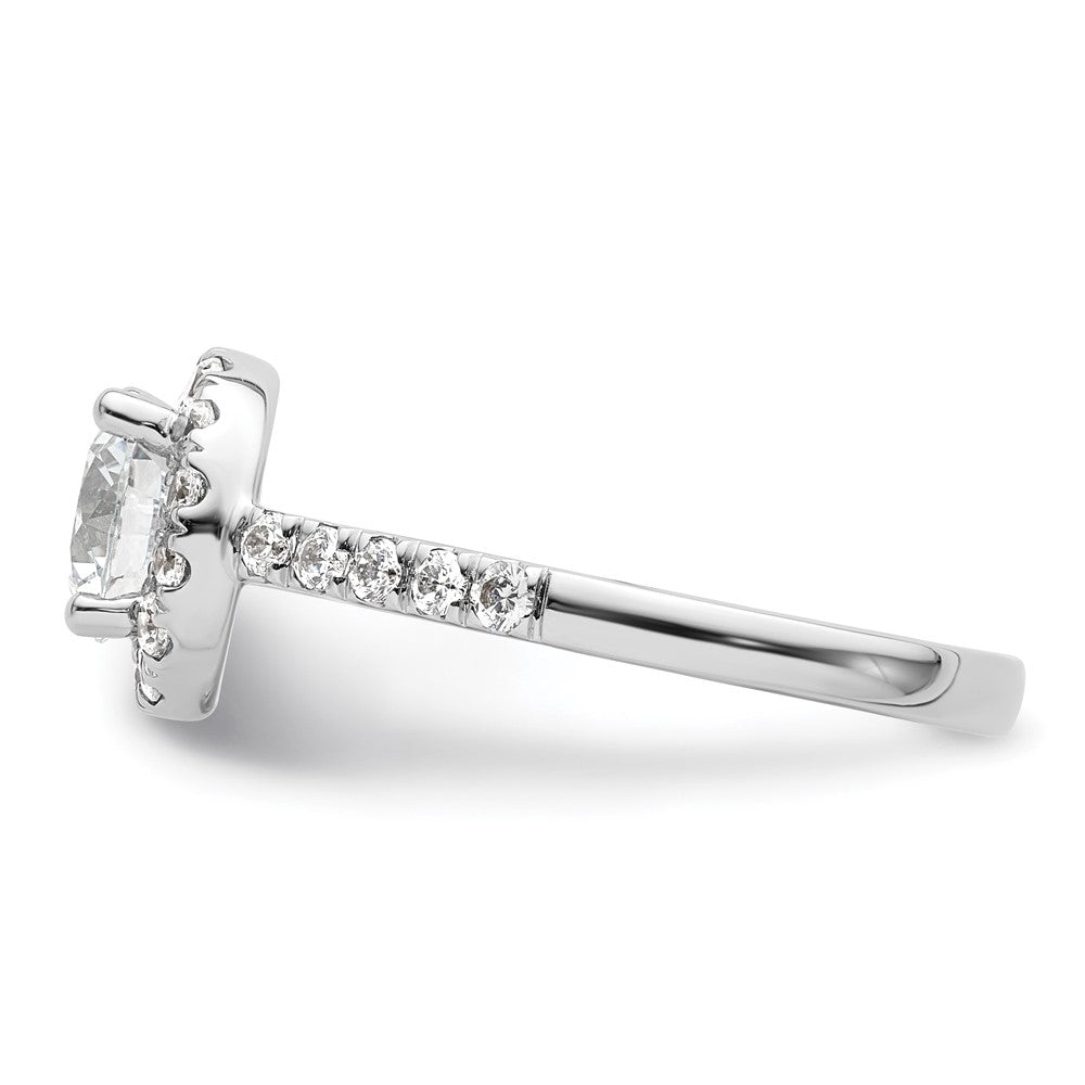 14K White Gold Round Simulated Diamond Halo Engagement Ring