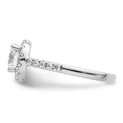 14K White Gold Round Simulated Diamond Halo Engagement Ring