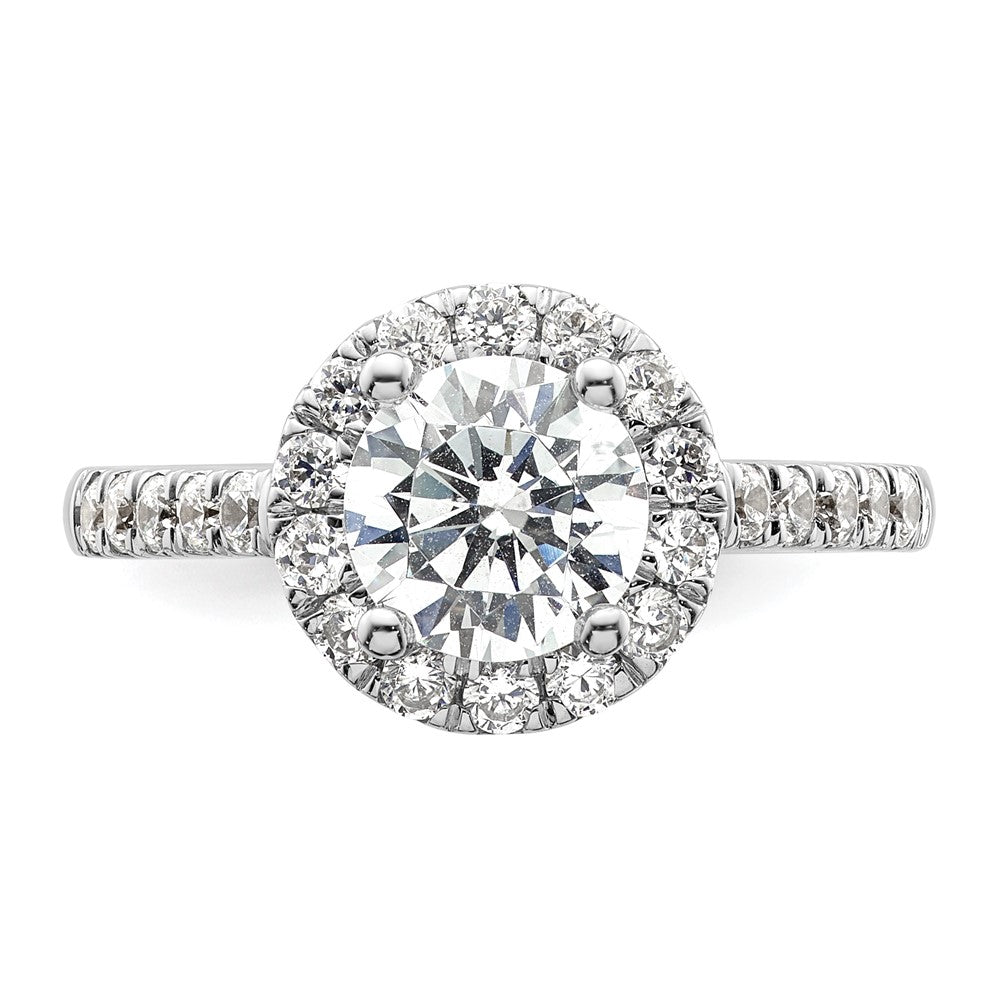 14K White Gold Round Simulated Diamond Halo Engagement Ring