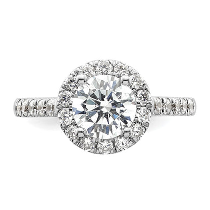 14K White Gold Round Simulated Diamond Halo Engagement Ring