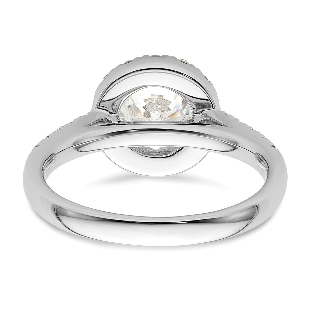 14K White Gold Round Simulated Diamond Halo Engagement Ring