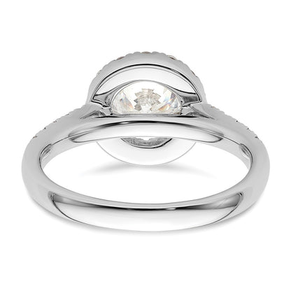 14K White Gold Round Simulated Diamond Halo Engagement Ring