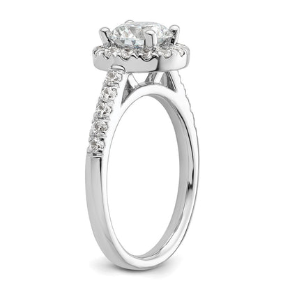 14K White Gold Round Simulated Diamond Halo Engagement Ring