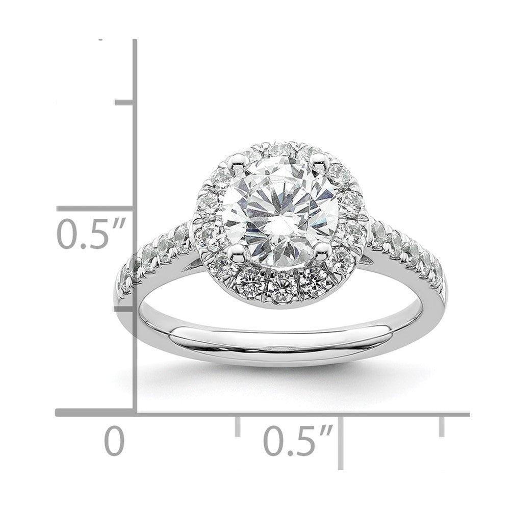 14K White Gold Round Simulated Diamond Halo Engagement Ring
