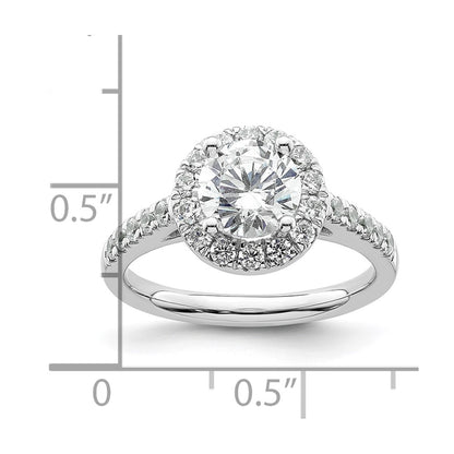 14K White Gold Round Simulated Diamond Halo Engagement Ring