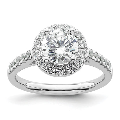 14K White Gold Round Simulated Diamond Halo Engagement Ring