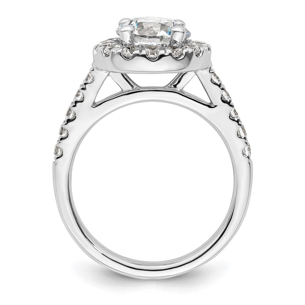 14K White Gold Round Simulated Diamond Halo Engagement Ring