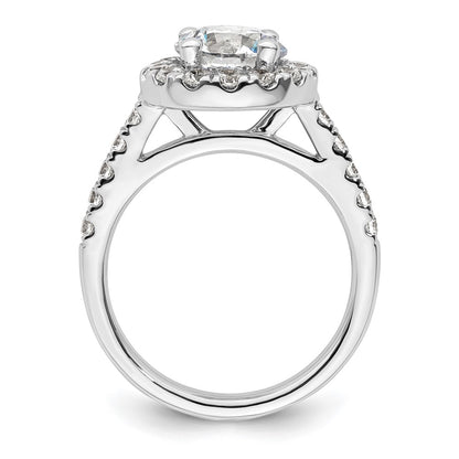 14K White Gold Round Simulated Diamond Halo Engagement Ring