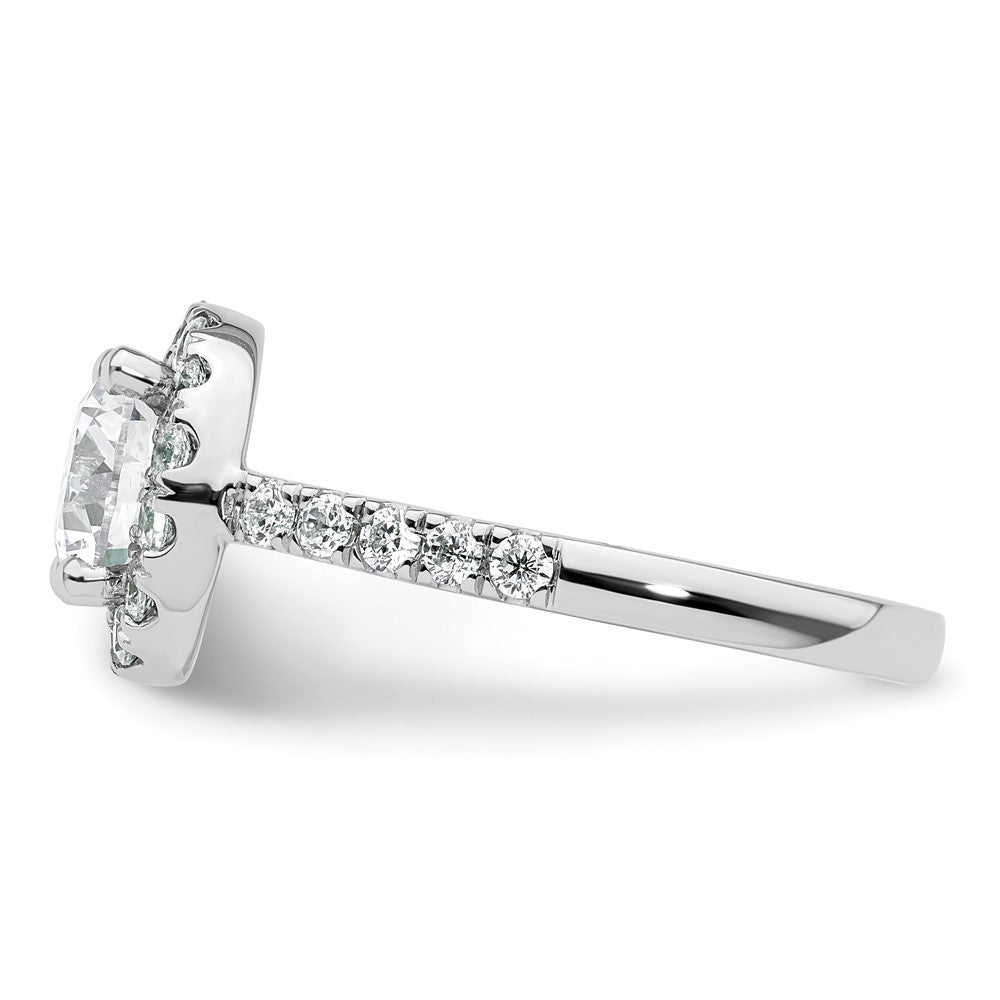 14K White Gold Round Simulated Diamond Halo Engagement Ring