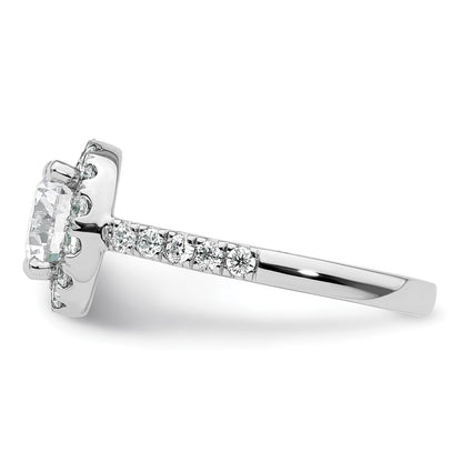 14K White Gold Round Simulated Diamond Halo Engagement Ring