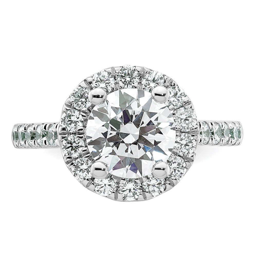 14K White Gold Round Simulated Diamond Halo Engagement Ring
