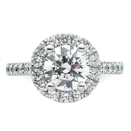 14K White Gold Round Simulated Diamond Halo Engagement Ring