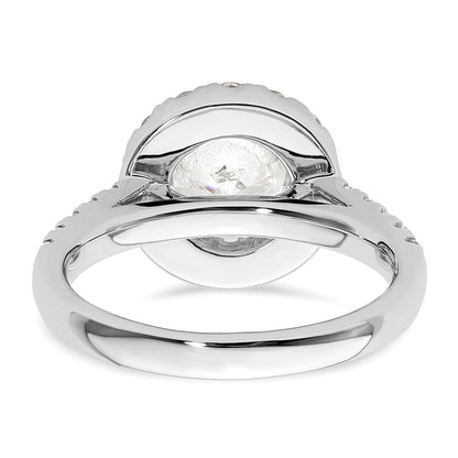 14K White Gold Round Simulated Diamond Halo Engagement Ring