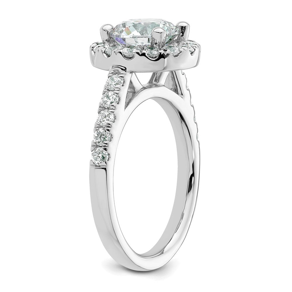 14K White Gold Round Simulated Diamond Halo Engagement Ring