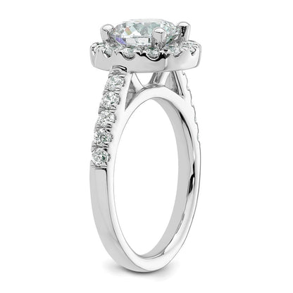 14K White Gold Round Simulated Diamond Halo Engagement Ring