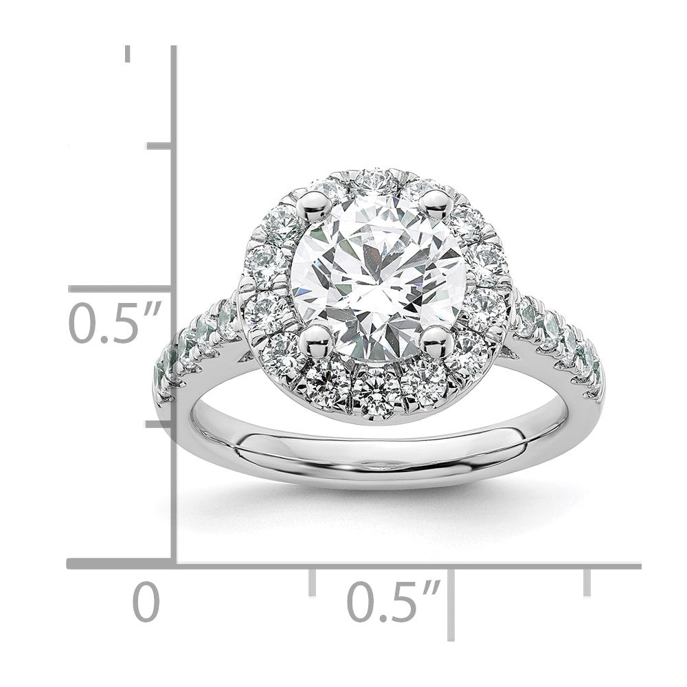 14K White Gold Round Simulated Diamond Halo Engagement Ring