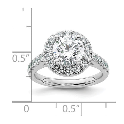 14K White Gold Round Simulated Diamond Halo Engagement Ring