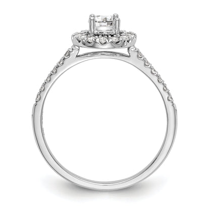 14K White Gold Round Simulated Diamond Halo Engagement Ring