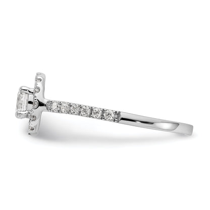 14K White Gold Round Simulated Diamond Halo Engagement Ring