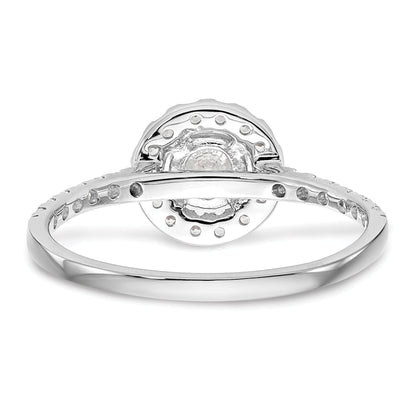 14K White Gold Round Simulated Diamond Halo Engagement Ring