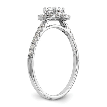 14K White Gold Round Simulated Diamond Halo Engagement Ring