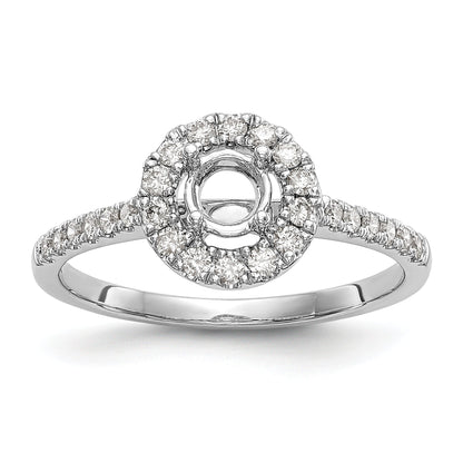 14K White Gold Round Simulated Diamond Halo Engagement Ring